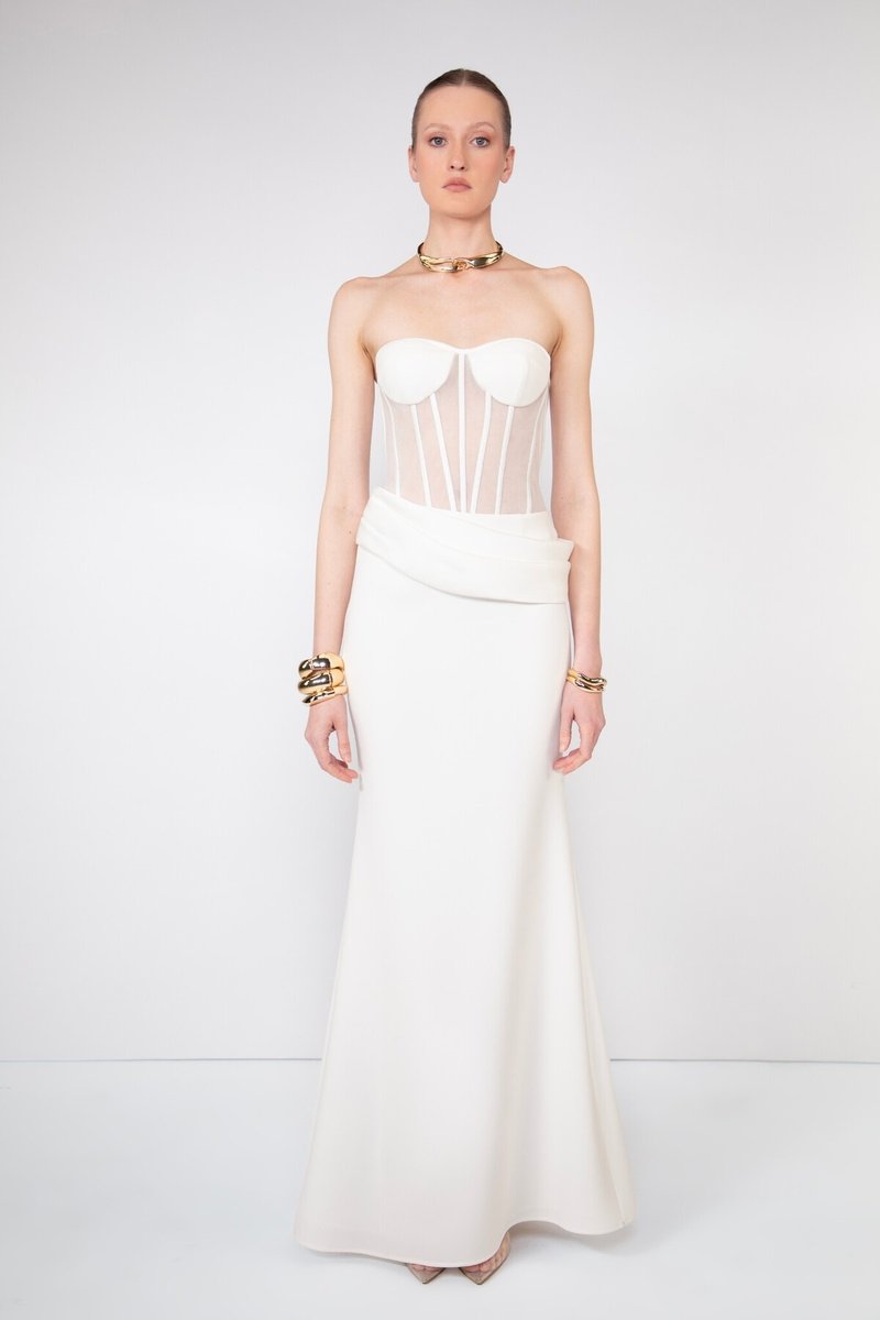 Strapless Corset Sheath Gown H7012
