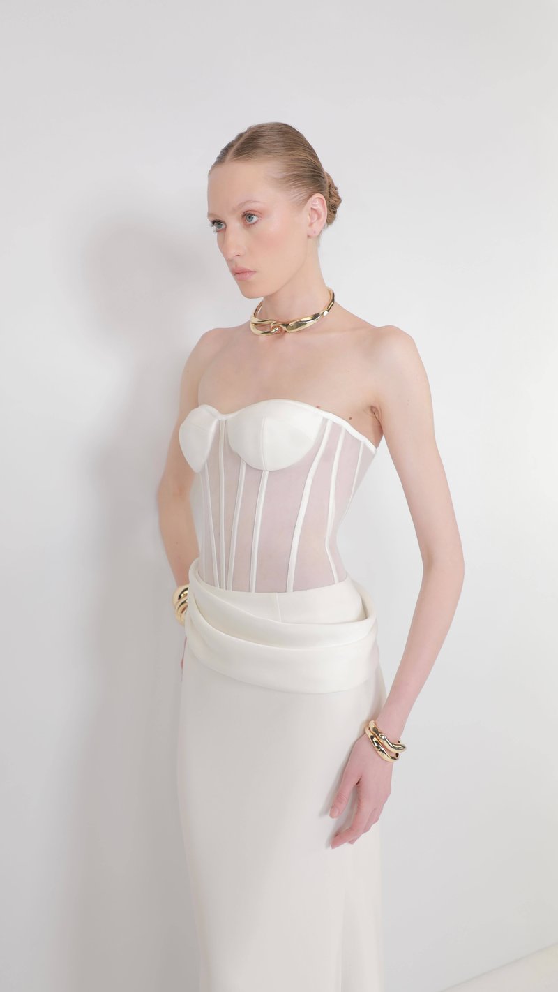 Strapless Corset Sheath Gown H7012