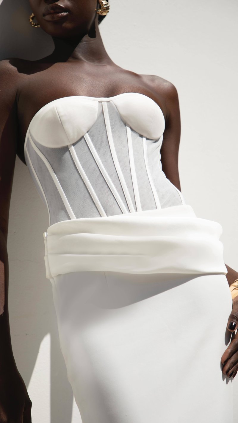Strapless Corset Sheath Gown H7012