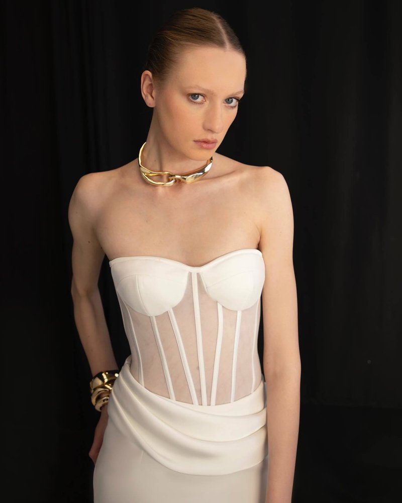 Strapless Corset Sheath Gown H7012
