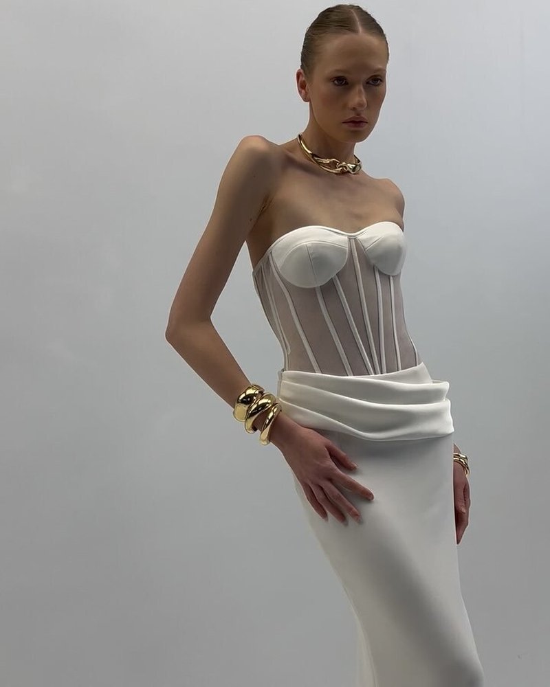Strapless Corset Sheath Gown H7012