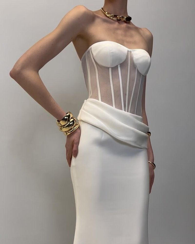 Strapless Corset Sheath Gown H7012