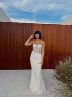 Strapless Corset Sheath Gown H7012
