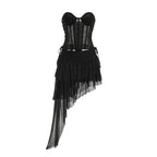 Strapless Corset Tiered Asymmetrical Dress H6872