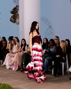 Strapless Corset Top with Ombre Fringe Maxi Skirt H6720
