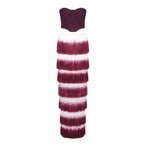 Strapless Corset Top with Ombre Fringe Maxi Skirt H6720