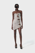 Strapless Crystal Rose Cutout Mini Dress H6550