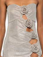 Strapless Crystal Rose Cutout Mini Dress H6550