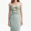 Strapless Cutout Beaded Maxi Dress H6316