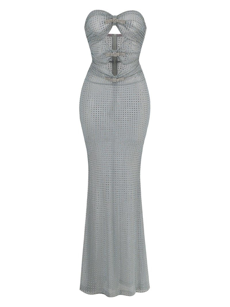 Strapless Cutout Beaded Maxi Dress H6316