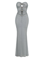 Strapless Cutout Beaded Maxi Dress H6316