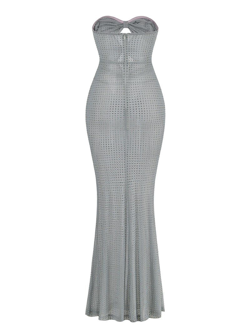 Strapless Cutout Beaded Maxi Dress H6316
