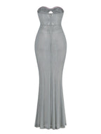 Strapless Cutout Beaded Maxi Dress H6316