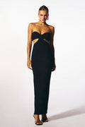 Strapless Cutout Black Maxi Dress H5478