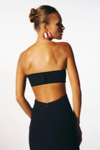 Strapless Cutout Black Maxi Dress H5478