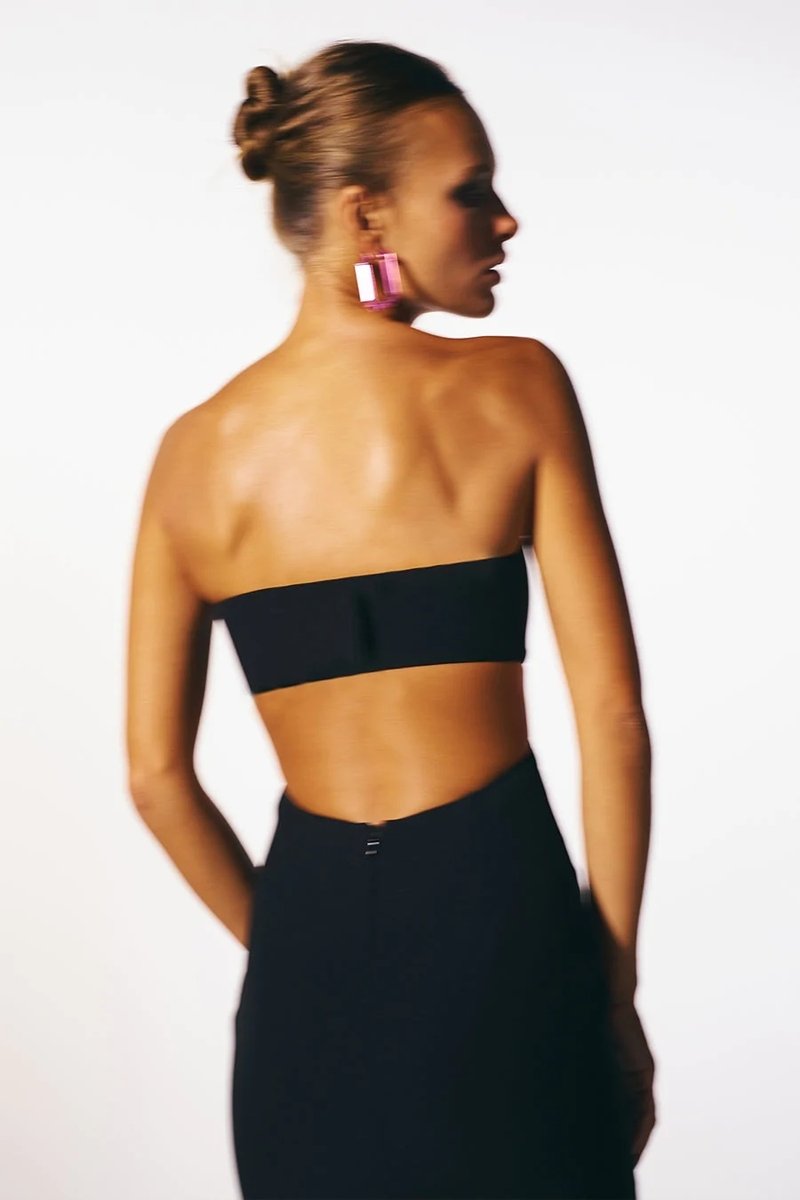 Strapless Cutout Black Maxi Dress H5478