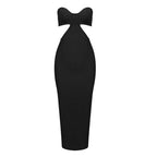 Strapless Cutout Black Maxi Dress H5478