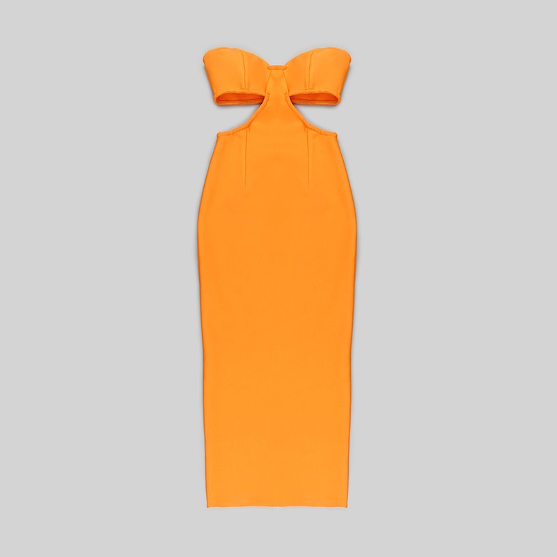 Strapless Cutout Black Maxi Dress H5478