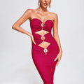 Strapless Cutout Button Bandage Dress H6067
