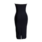 Strapless Cutout Button Bandage Dress H6067