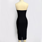 Strapless Cutout Button Bandage Dress H6067