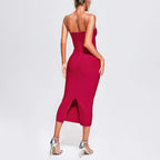 Strapless Cutout Button Bandage Dress H6067