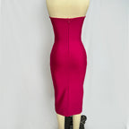 Strapless Cutout Button Bandage Dress H6067