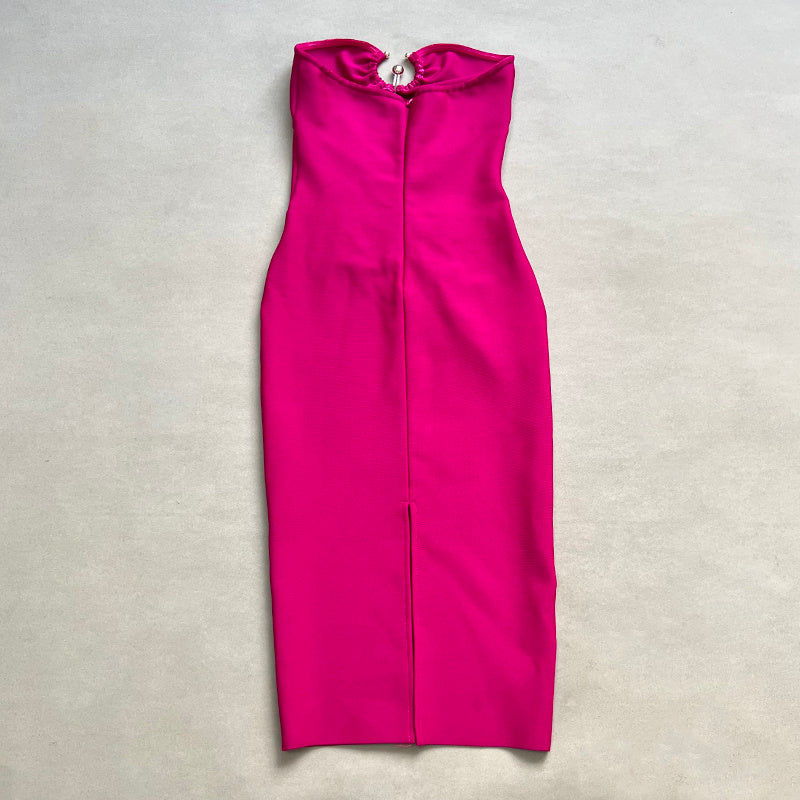 Strapless Cutout Button Bandage Dress H6067