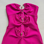Strapless Cutout Button Bandage Dress H6067