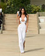 Strapless Cutout Crystal White Maxi Dress H5975