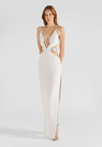 Strapless Cutout Crystal White Maxi Dress H5975