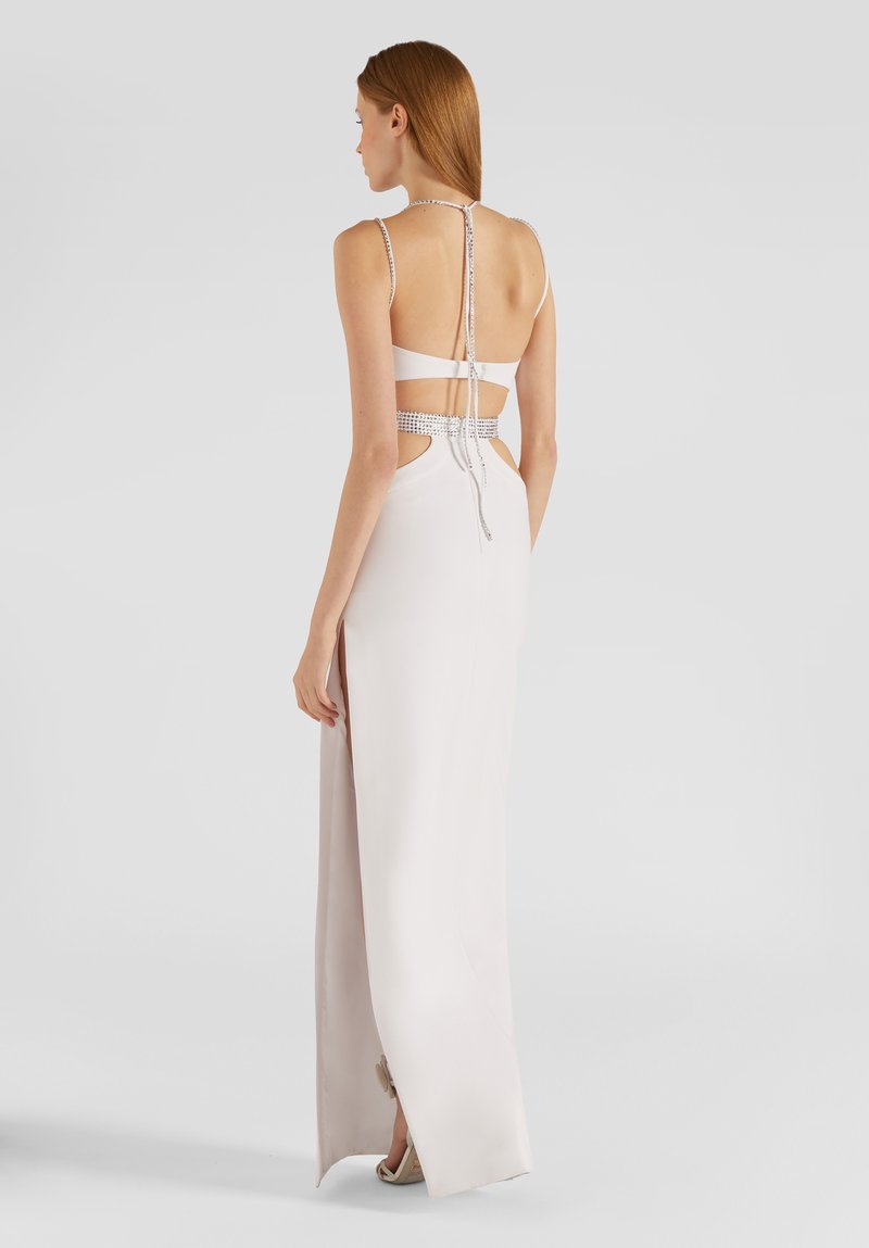 Strapless Cutout Crystal White Maxi Dress H5975