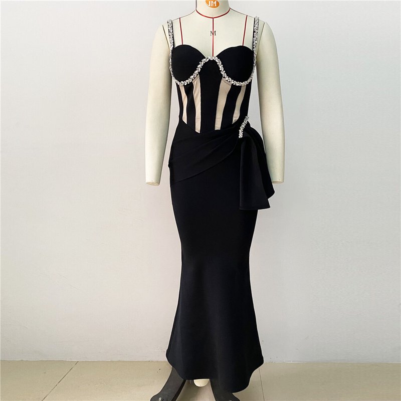 Strapless Cutout Embellished Mermaid Dress H6139