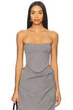 Strapless Cutout Gray Maxi Dress H7101