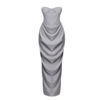 Strapless Cutout Gray Maxi Dress H7101