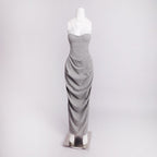 Strapless Cutout Gray Maxi Dress H7101