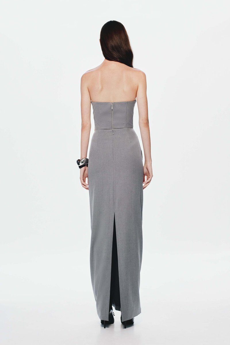 Strapless Cutout Grey Maxi Dress H7101