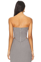 Strapless Cutout Grey Maxi Dress H7101