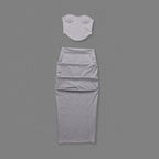 Strapless Cutout Grey Maxi Dress H7101