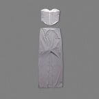 Strapless Cutout Grey Maxi Dress H7101