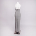 Strapless Cutout Grey Maxi Dress H7101