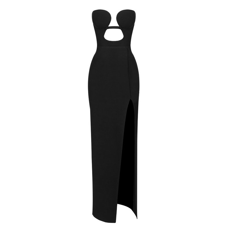 Strapless Cutout High Slit Maxi Dress H5810