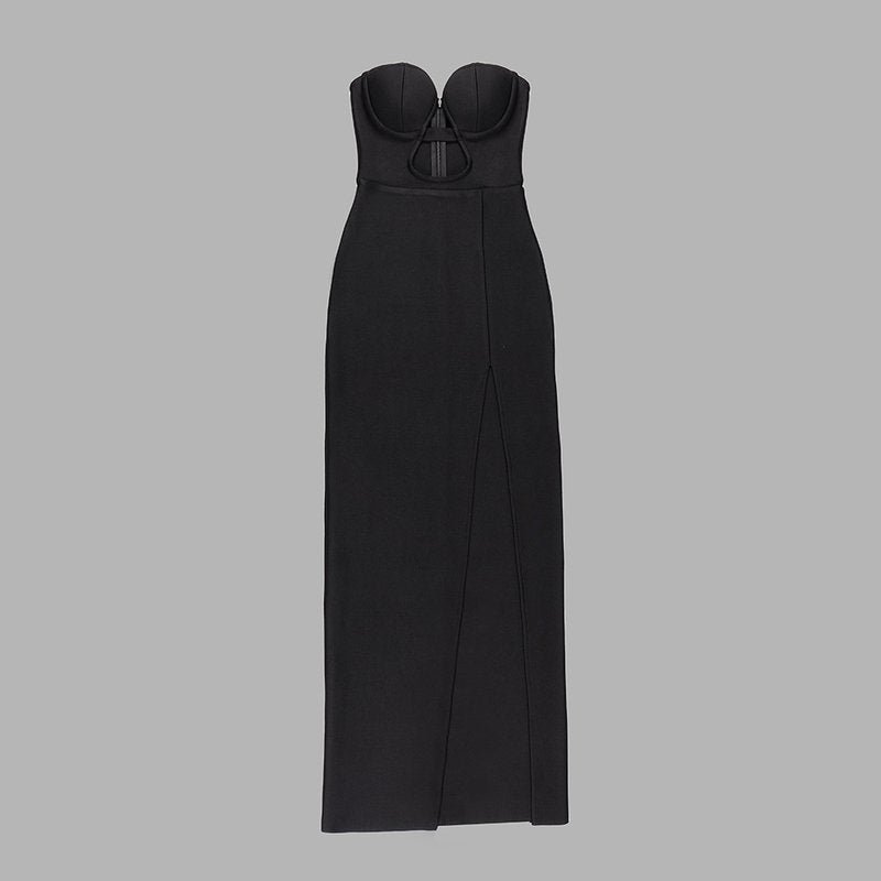 Strapless Cutout High Slit Maxi Dress H5810