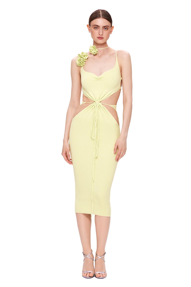 Strapless Cutout Knit Midi Dress H5971