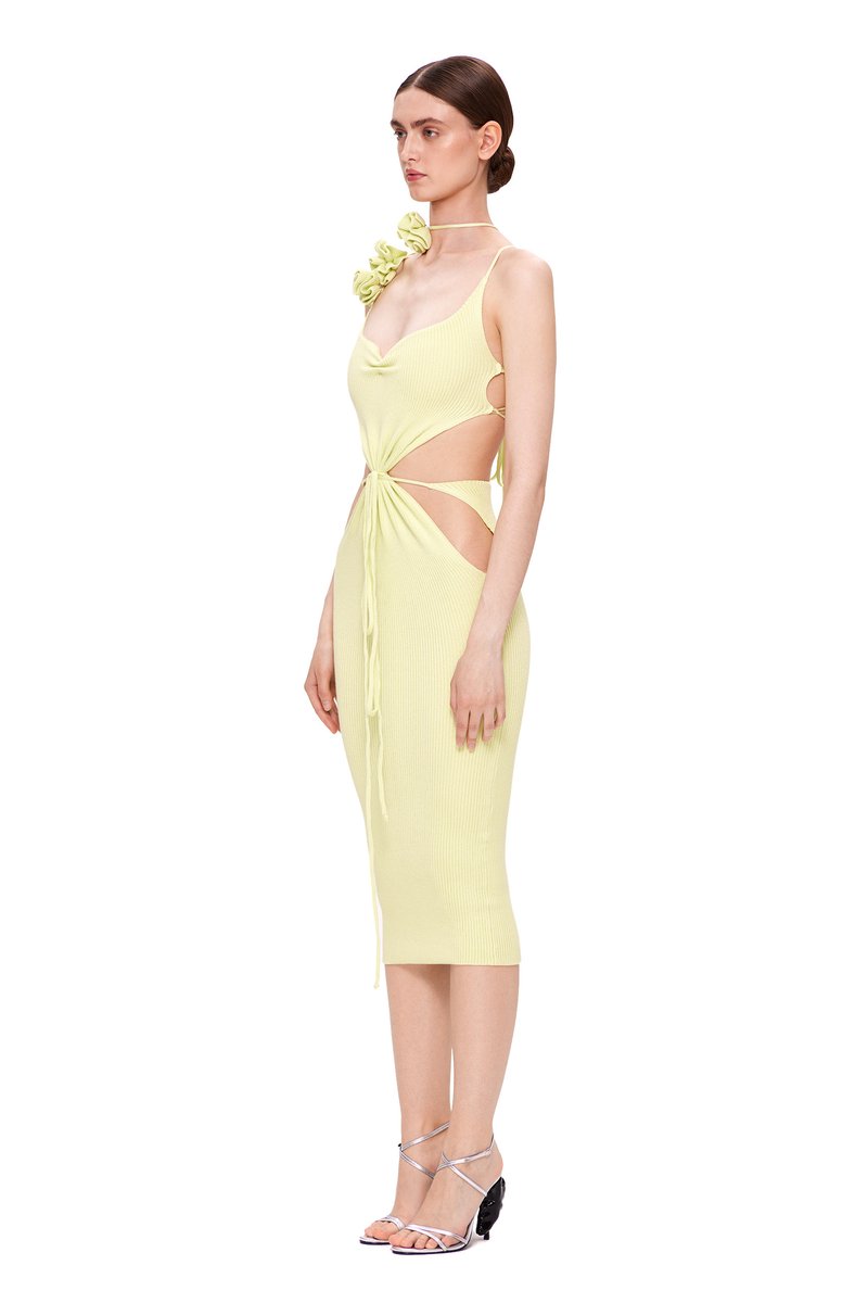 Strapless Cutout Knit Midi Dress H5971