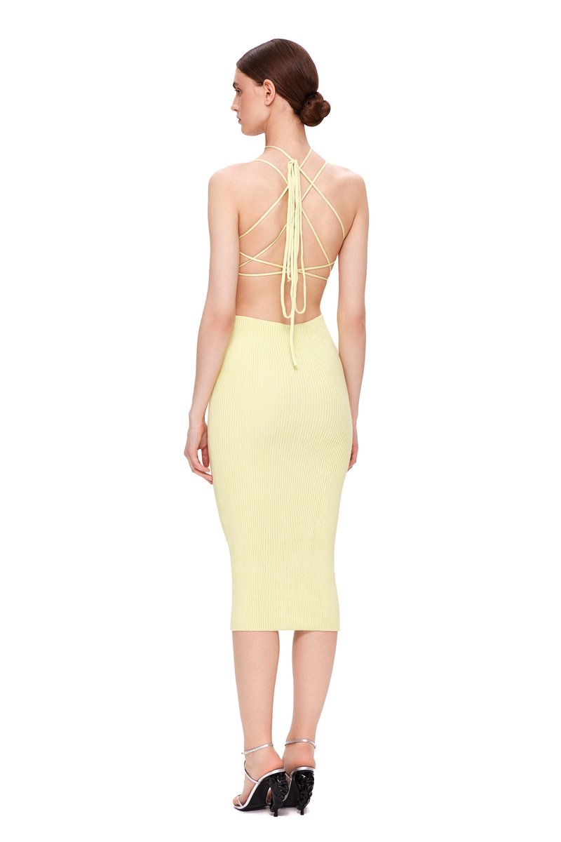 Strapless Cutout Knit Midi Dress H5971