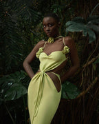 Strapless Cutout Knit Midi Dress H5971
