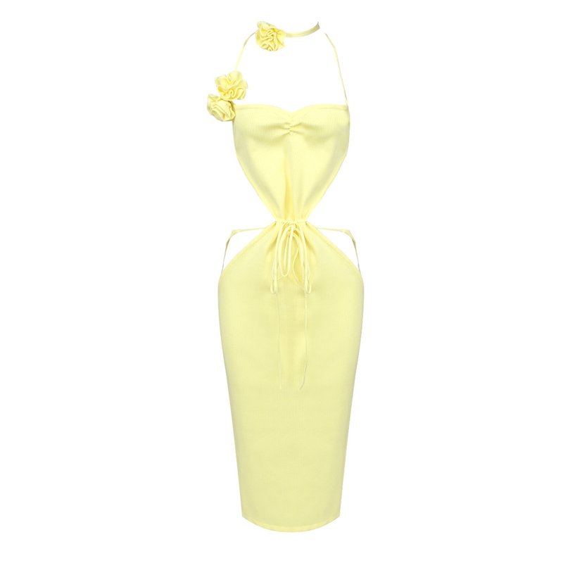 Strapless Cutout Knit Midi Dress H5971