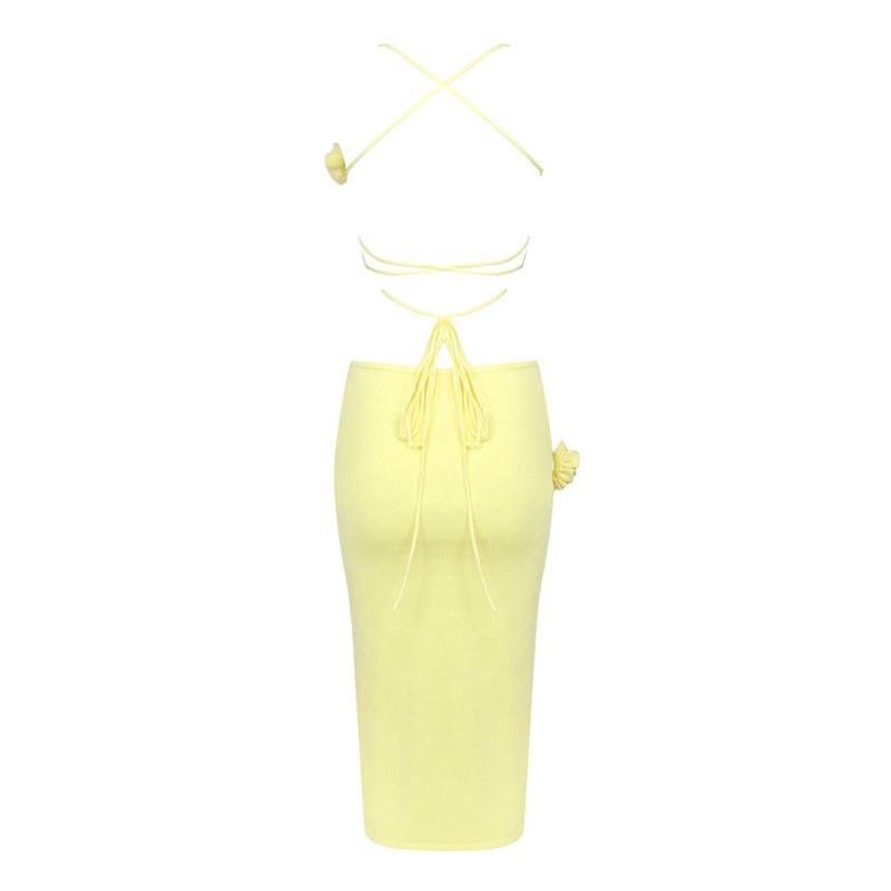Strapless Cutout Knit Midi Dress H5971
