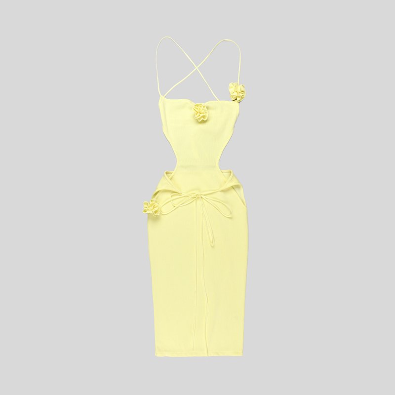 Strapless Cutout Knit Midi Dress H5971